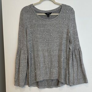 Simply Vera Vera Wang Gray Bell Sleeve Blouse